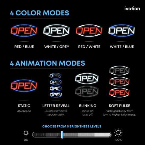 Ivation Jumbo 32" LED Open Sign for Business - High Visibility