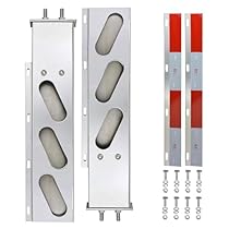 Stainless Steel Mud Flap Hanger Set, 2.5" Bolt Spring, 2-1/2" Bolt Spacing 30" Length Rear Bar with Oval Light Cutouts, w/ Aluminum Reflective Tapes for Semi Trucks Silver-Oval