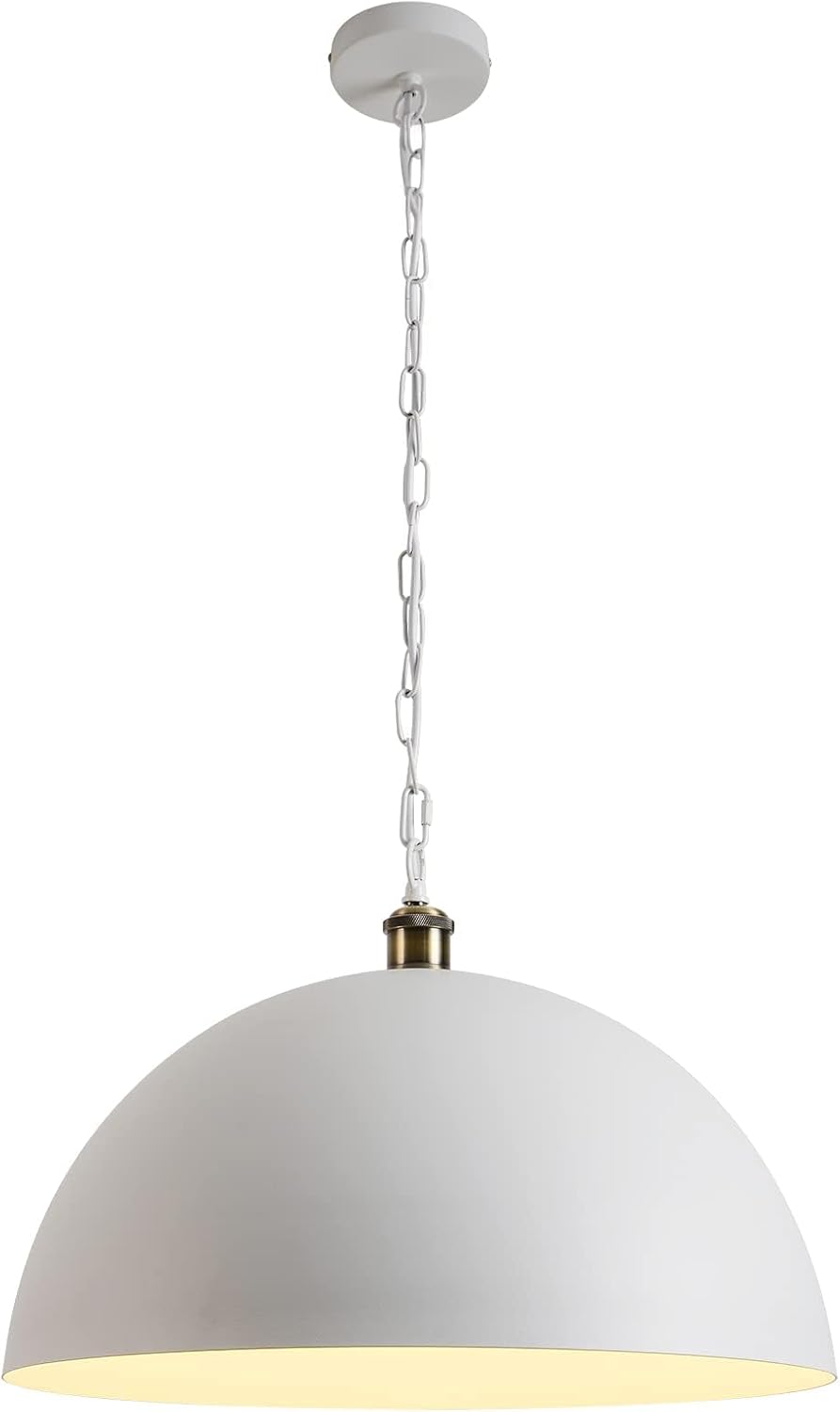 YHANFENGCY Vintage Chandelier 19.69 &#34;Industrial Dome Chandelier White and Gold Finish Lighting lamp line Length 78.7