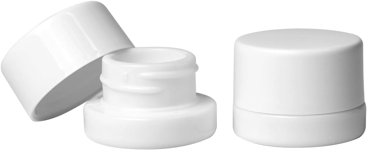 200 Pack White 5ml Glass Jars with Lids - Thick Clear Child-Proof Containers for Lip Balm, Oils, Wax, and Cosmetics - Black Lids - Ideal Bulk 5ml Glass Jar and 1 Gram Glass Jar