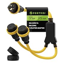 NEMA L5-30P to Dual L5-30R Marine Shore Power Splitter Cord, 30 Amp 125V Male to Two 30 Amp 125V Female Locking Adapter with Waterproof Seals, Heavy Duty STW 10AWG, 3FT