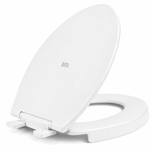 Safe Buns Patented Dual Lock Rims Elongated/Oval Toilet Seat