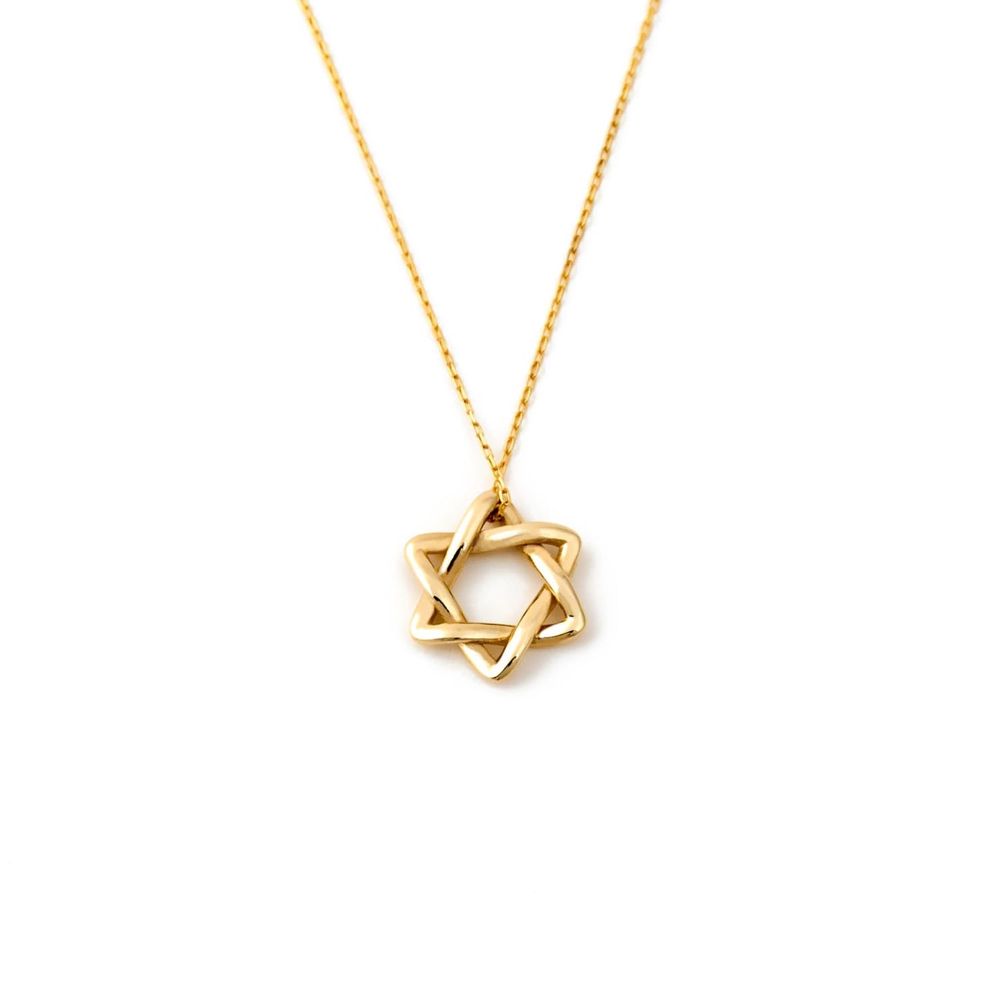 Gelin Dainty Interlocking Star of David Necklace for Women in 10K Solid Gold, 18 Inch Chain