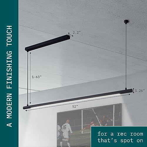 Professional LED Billiard & Pool Table Light, 52-inch, 4000k, Non-Flickering & Evenly Distributed Light Source & Adjustable Height, (52in linear