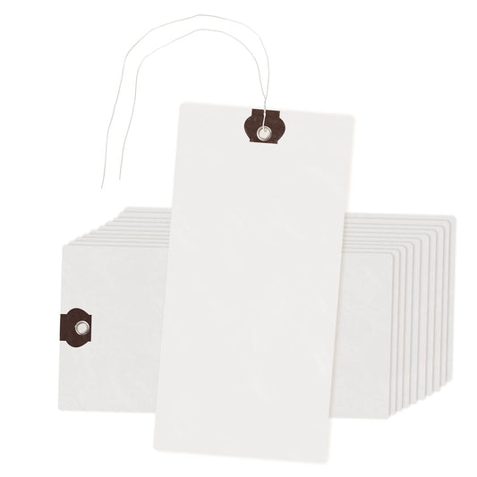 INNOVART Kevlar Shipping Tags Double Wired 6 1/4" x 3 1/8", Blank White Wire Tags with Reinforced Eyelet, Waterproof and Tear-Resistant Label Tags, 7.5 mil HDPE Plastic Tags, Case of 1,000