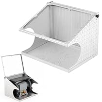 Zonon Bench Grinder Eye Shield Aluminum Enclosed 20 x 16 X15 Inch Universal Safety Mask Plexiglass Guard for Sparks and Dust Guard Accessories for Most Bench Grinders