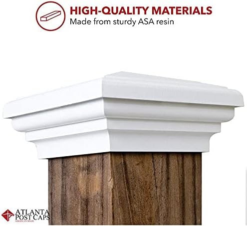 6x6 Post Caps (5.5')  (Case of 14) White Flat Top Newell Style Square Top for Outdoor Fences, Mailboxes & Decks