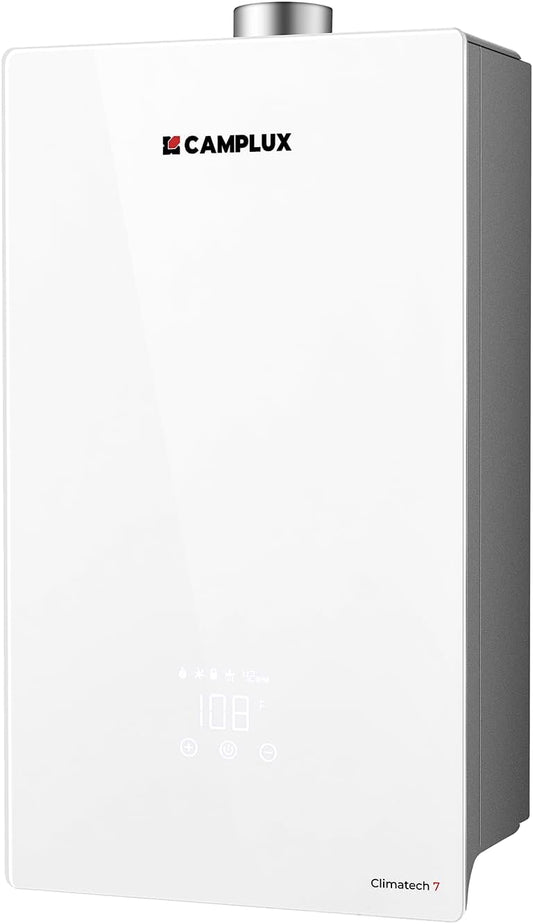 Tankless Water Heater Gas, Instant Hot Water Heater Natural Gas 5.28 GPM, On Demand Gas Tankless Water Heater 132,000 BTU, Indoor Installation, White