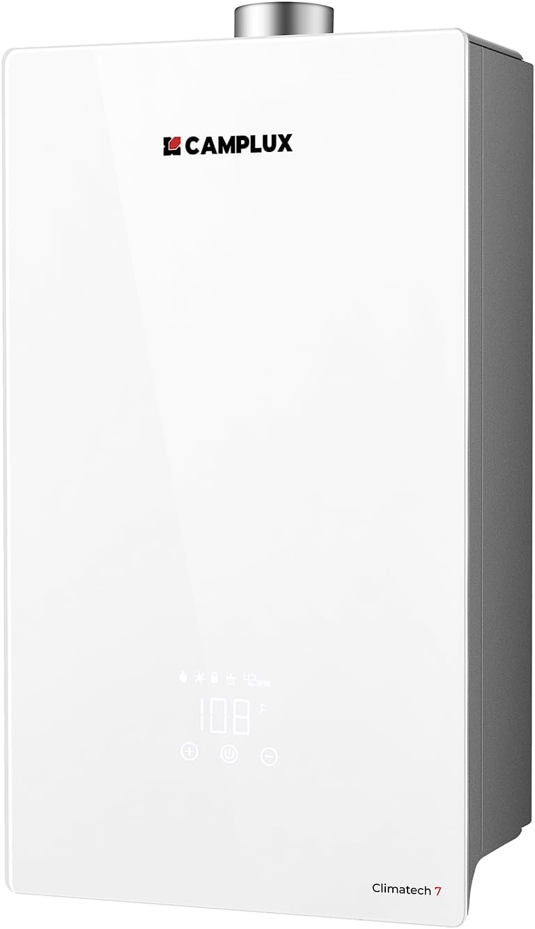 CAMPLUX Tankless Water Heater Propane, Instant Hot Water Heater Gas 6.86 GPM, Tankless Hot Water Heaters Gas 170,000 BTU with Tempered Glass Panel,