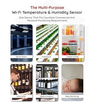 Wireless Temperature & Humidity Monitor - tempCube Sensor with WiFi Connectivity, Email Alerts 24/7, No Subscription Required. Ideal for Greenhouses,