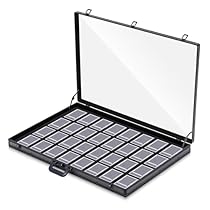 36"x22" Trade Show Display Case with 32 Pcs 35pt Card Holder Sleeves Baseball Sports Card Display Box with Slots Table Top Portable Aluminum Frame for Collector Shows