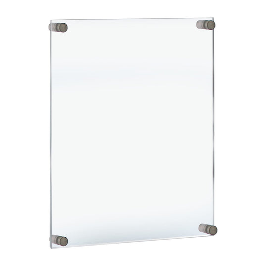 Azar Displays 105530 Floating Acrylic Wall Frame with Silver Stand Off Caps: 22" x 28" Graphic Size. Overall Frame Size: 26" x 32", Silver