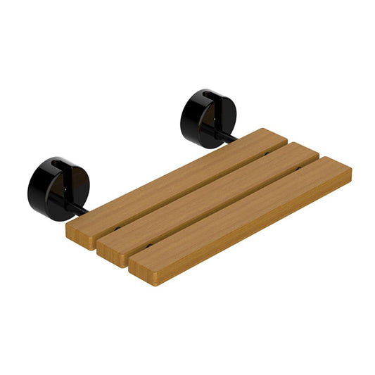 Folding Shower Bench Wall Mounted, Teak, 90° Flip-Up, Space Saving, 400lb