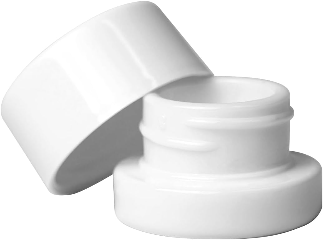 200 Pack White 5ml Glass Jars with Lids - Thick Clear Child-Proof Containers for Lip Balm, Oils, Wax, and Cosmetics - Black Lids - Ideal Bulk 5ml Glass Jar and 1 Gram Glass Jar
