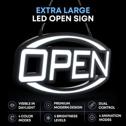 Ivation Jumbo 32" LED Open Sign for Business - High Visibility