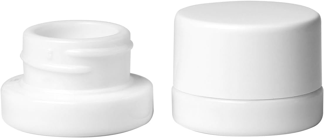 200 Pack White 5ml Glass Jars with Lids - Thick Clear Child-Proof Containers for Lip Balm, Oils, Wax, and Cosmetics - Black Lids - Ideal Bulk 5ml Glass Jar and 1 Gram Glass Jar