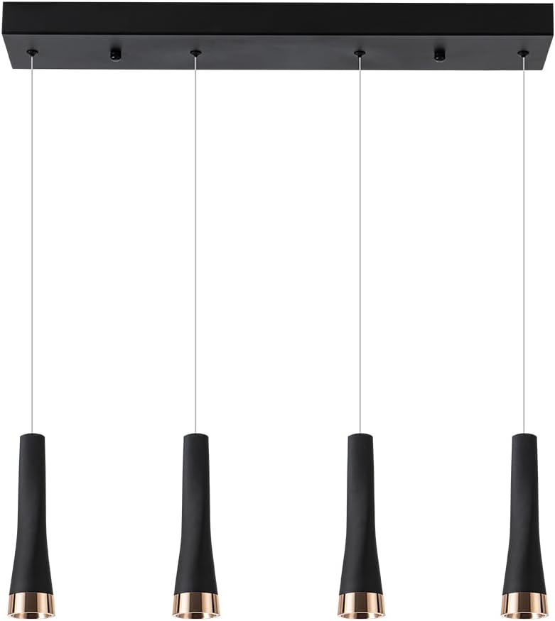 ROYAL PEARL 4 Heads Island Pendant Lights 20W 2500lm for Kitchen Modern Pendant Lights Kitchen Island Black for Office Di