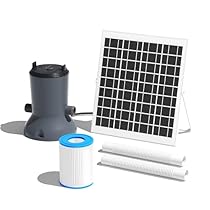 WaterRebirth Dual-Power Solar Pool Filter Pump 400 GPH, FP1600WR Above Ground Pool Filtration System with 20W Solar Panel & AC Adapter, IPX8 Waterproof, for Swimming Pools up to 1320 Gallons