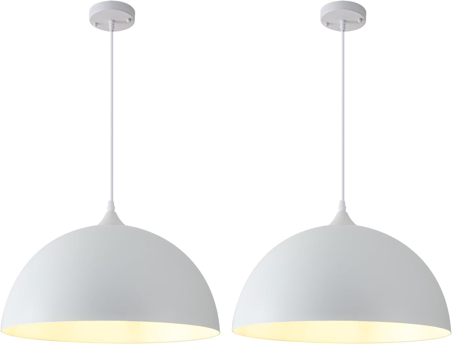 White Pendant Lights Kitchen Island, 15.7' White Dome