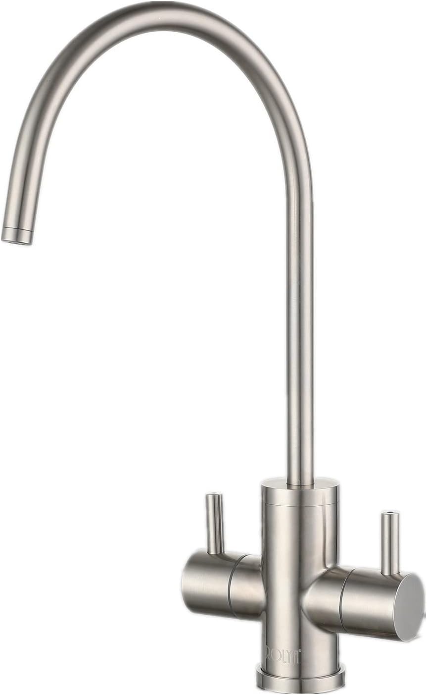 ROLYA Solid 304 Stainless Steel 2 Way Instant Hot and Cold Water Dispenser Boiling Water Faucet Only Brushed Nickel