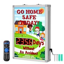 Electronic Safety Scoreboard Days Without an Accident Sign Go Home Safety Today Scoreboard Plug-in with Remote Control 14 L x 10 w x 1 d 1.5 in Letter High for No-accident Count LED Display