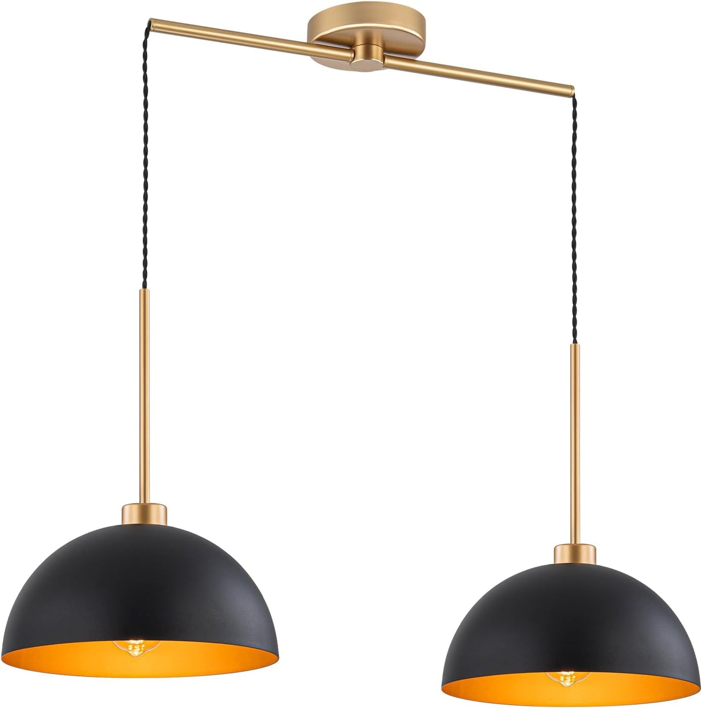 Pendant Lights Kitchen Island, 2 Light Dome Pendant Light Black Light Fixtures