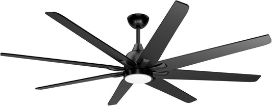 wurzee 72 inch Ceiling Fans, 3CCT LED Reversible DC Motor, Dimmable Timing 6 Speed, Modern Large Black Ceiling Fan with Light for Indoor Outdoor