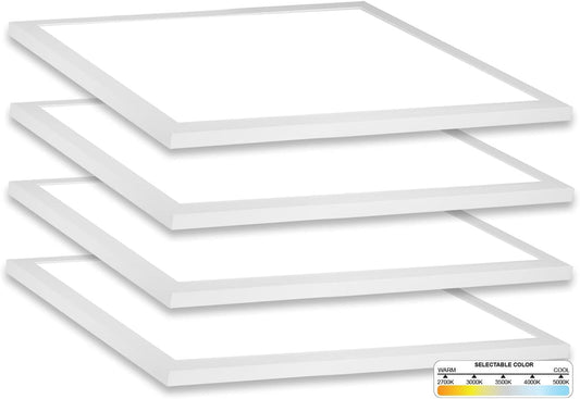 NUWATT 4 Pack 1x1 FT LED Square Surface Mount Panel, 5CCT 2700K, 3000K, 3500K, 4000K, 5000K, 18W, Internal Driver, Triac