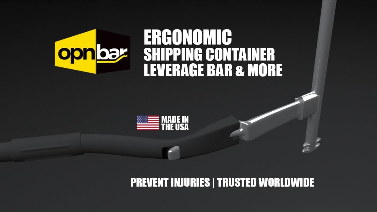 OPNBar Version 4 (1 Pack) Large Mouth Leverage Bar - for Shipping Container Doors - with SAFER GRIP Gloves