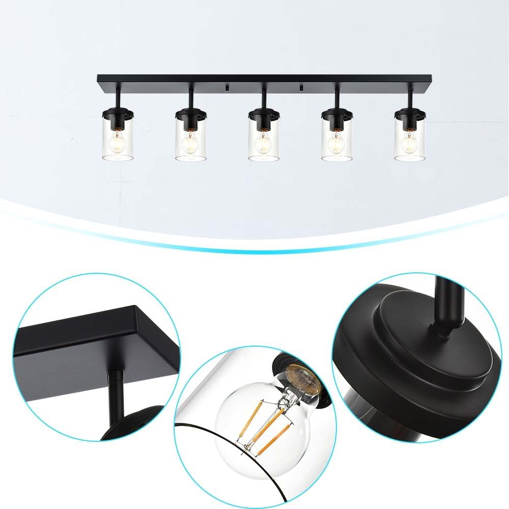 Bathroom Light Fixtures Black 5 Light Track Lighting Kit Modern Kitchen Semi Flush Mount Ceiling Spot Lights Fixture Ind