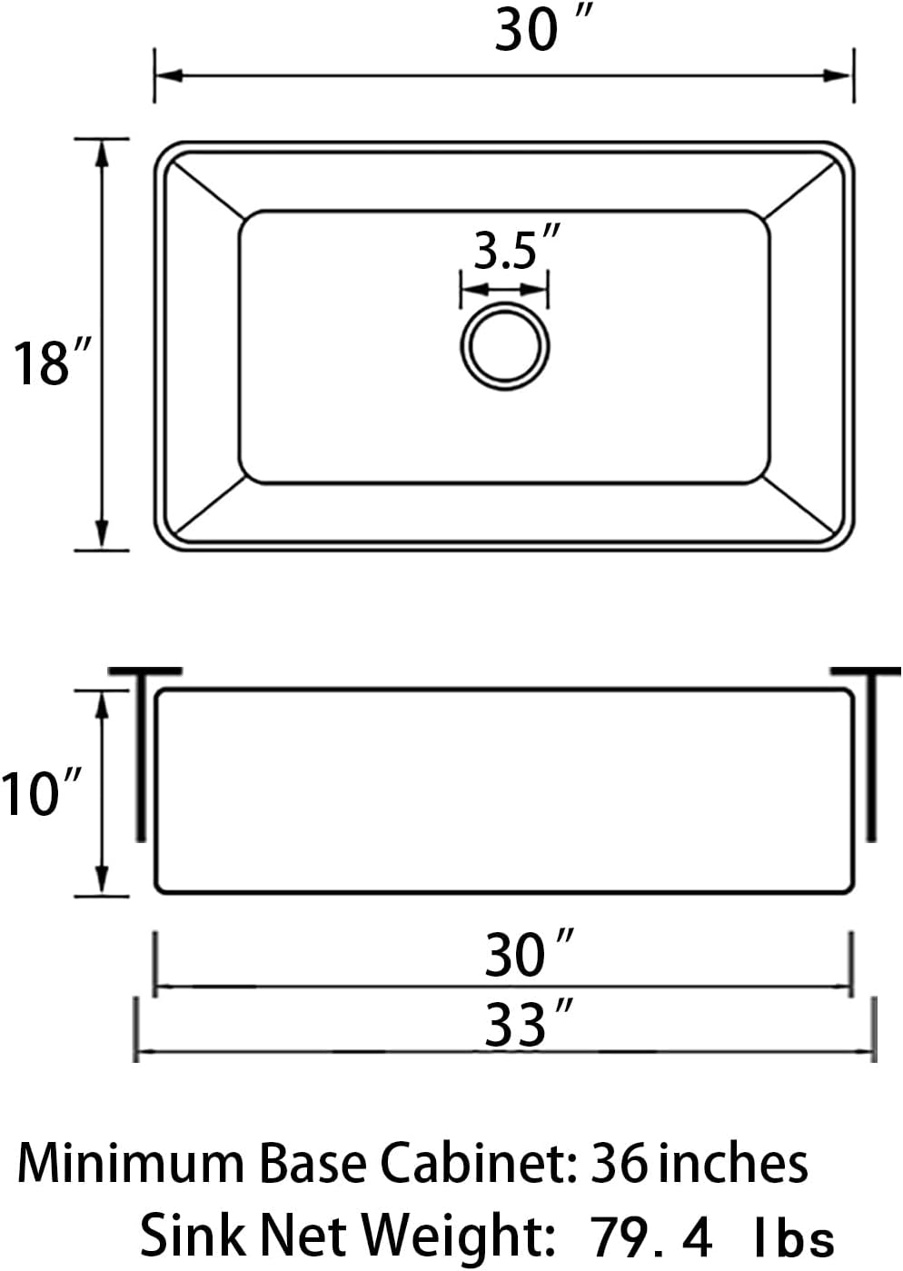 Sinber 30 Inch Farmhouse Apron Single Bowl Kitchen Sink with Fireclay White Finish 2 Accessories F3018S-OLA