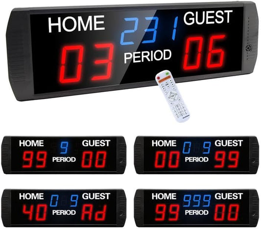 LED Scoreboard Score Keeper 4 Modes Electronic Digital Scoreboard - GI7D with Remote and Buzzer for Basketball,Volleyball