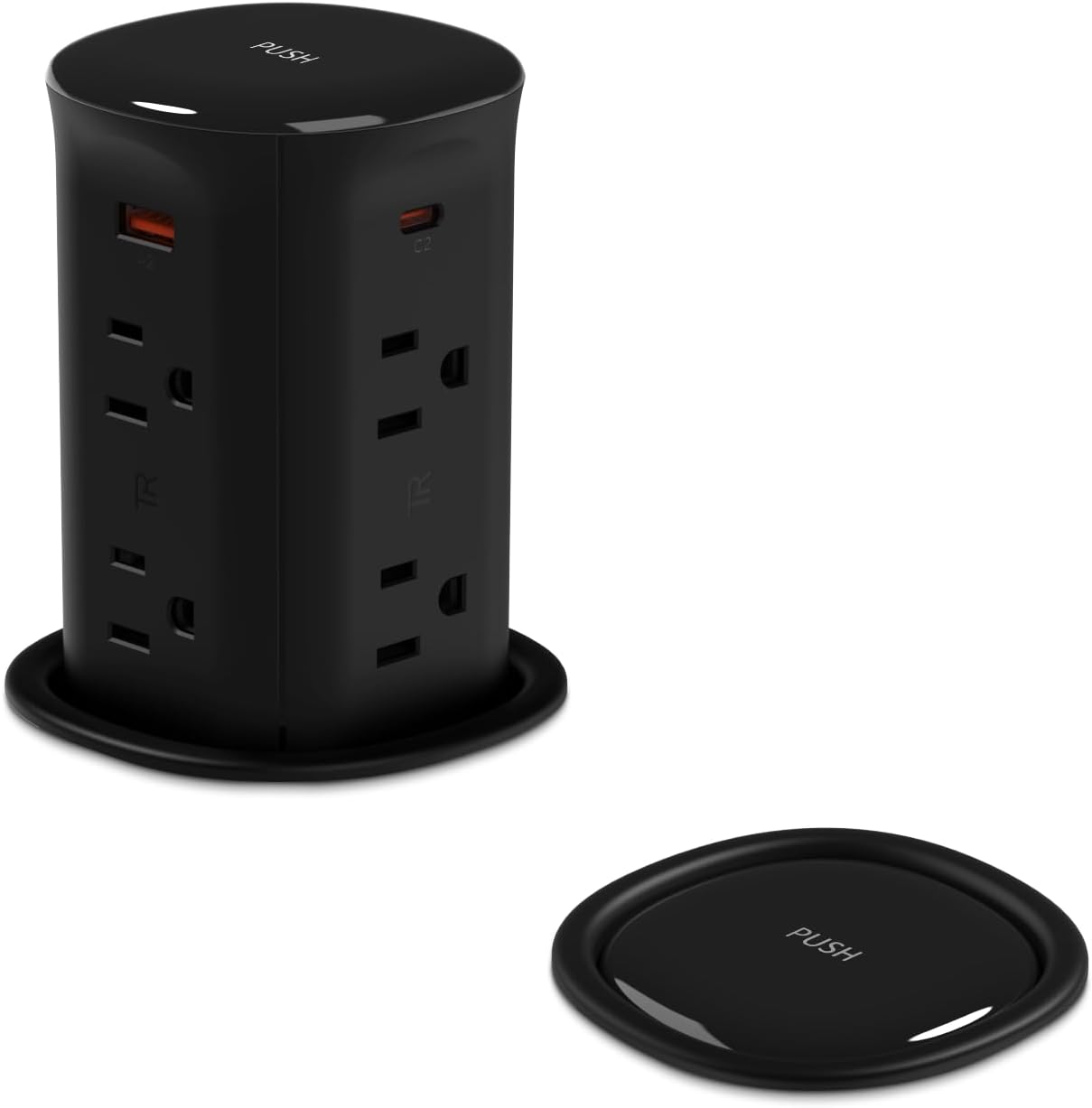 Pop up Outlet for Countertop,3-1/8 inch Hole Desk Grommet Power Station,20W USB C Fast Charging,8 Outlets 4-USB,Kitchen Island Pop Up Electrical