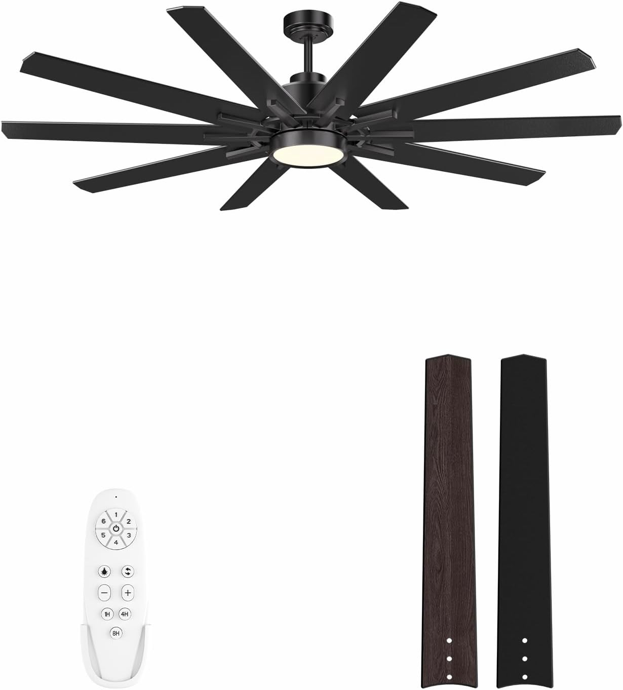 Autoday 62 Inch Large Ceiling Fans with Lights and Remote - Indoor/Outdoor Ceiling Fan with Light, 10 Blades, Reversible Quiet DC Motor, Dimmable LED