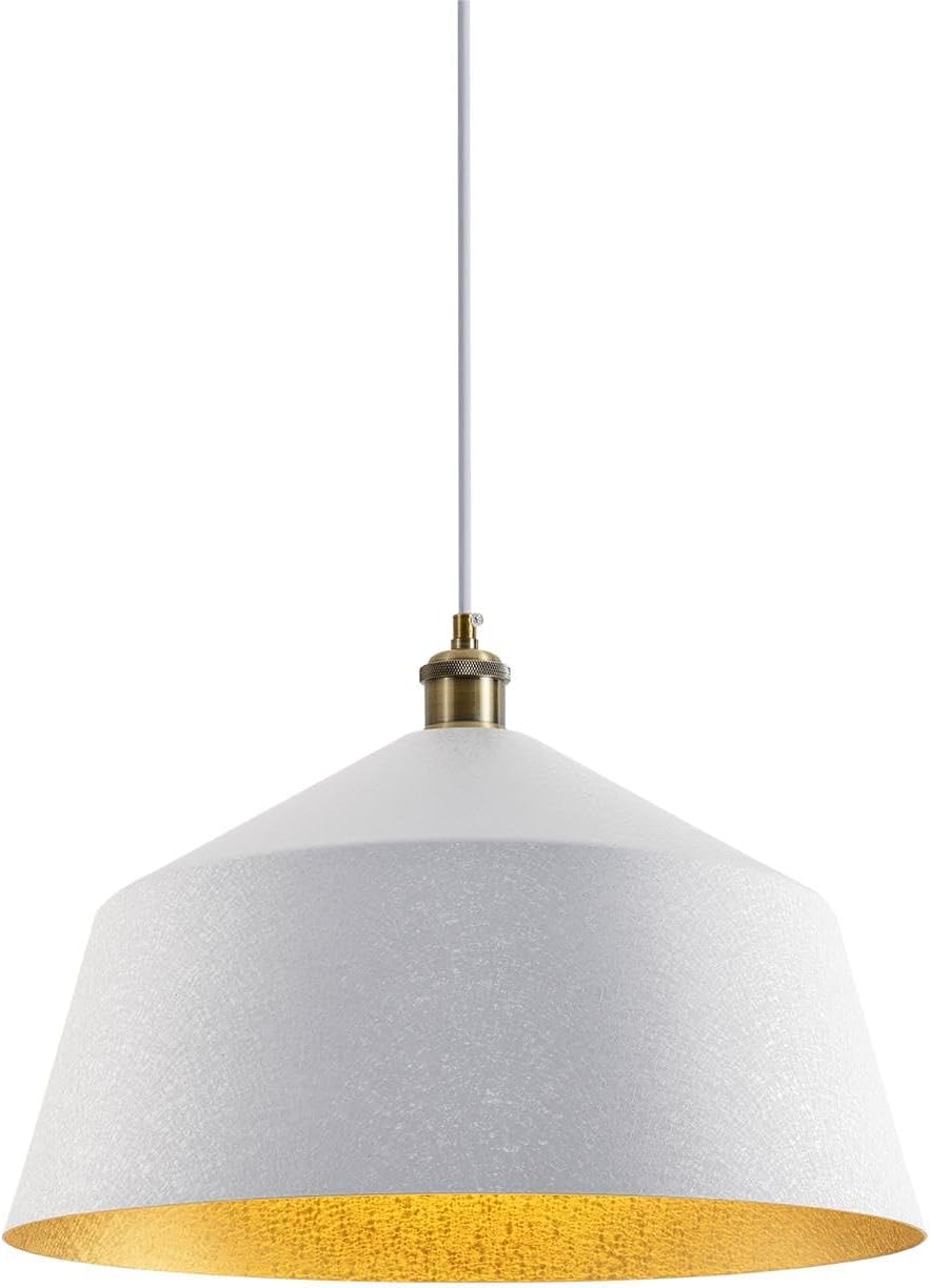 Vintage ice Print White Exterior Gold Interior Chandelier, 16.1' Diameter, for Restaurant Table, Bar, or home lighting.