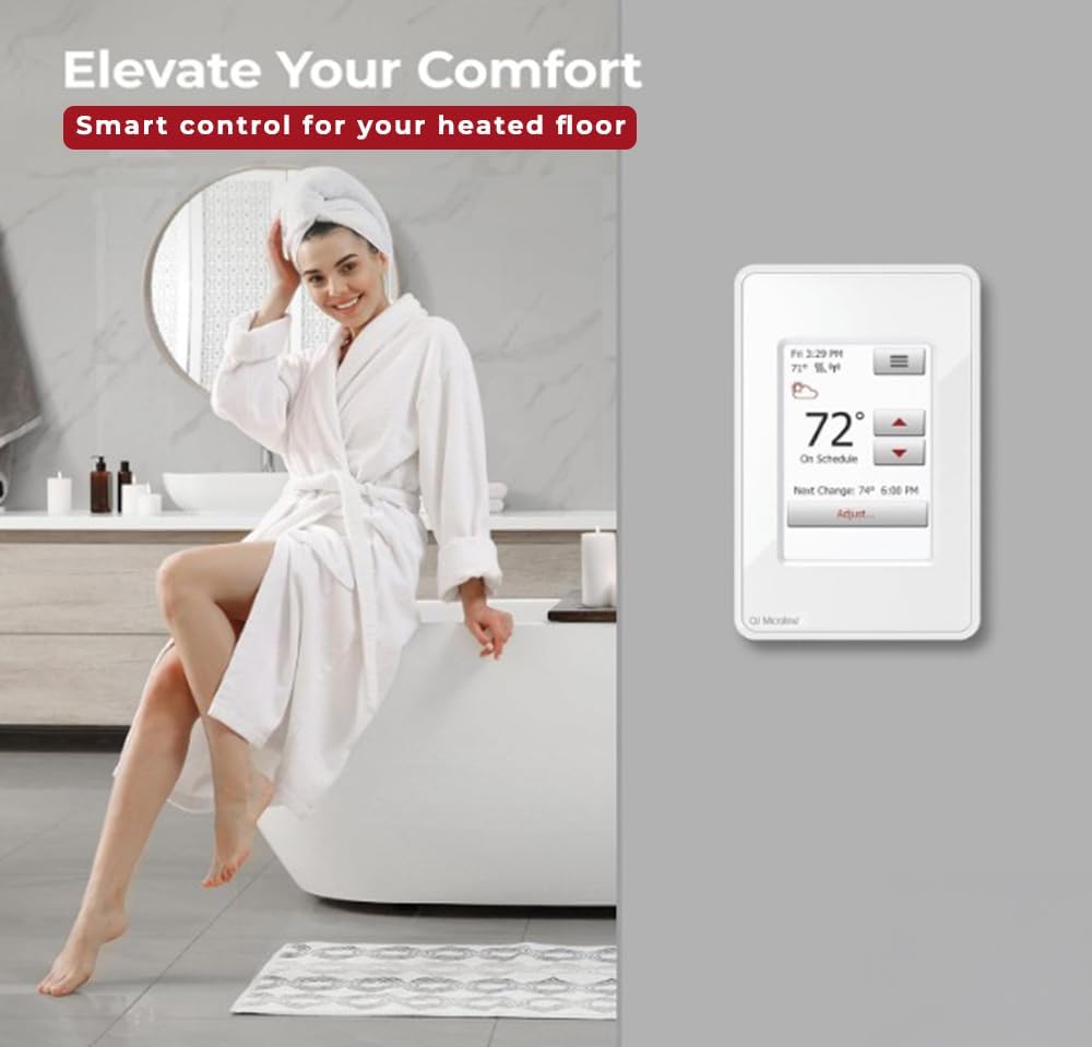 Electric Radiant Floor Heating Thermostat, Touch Screen Programmable Thermostat with GFCI, 120V or 240V, with Intuitive Screen Interface, UDG4-4999, Includes Floor Sensor
