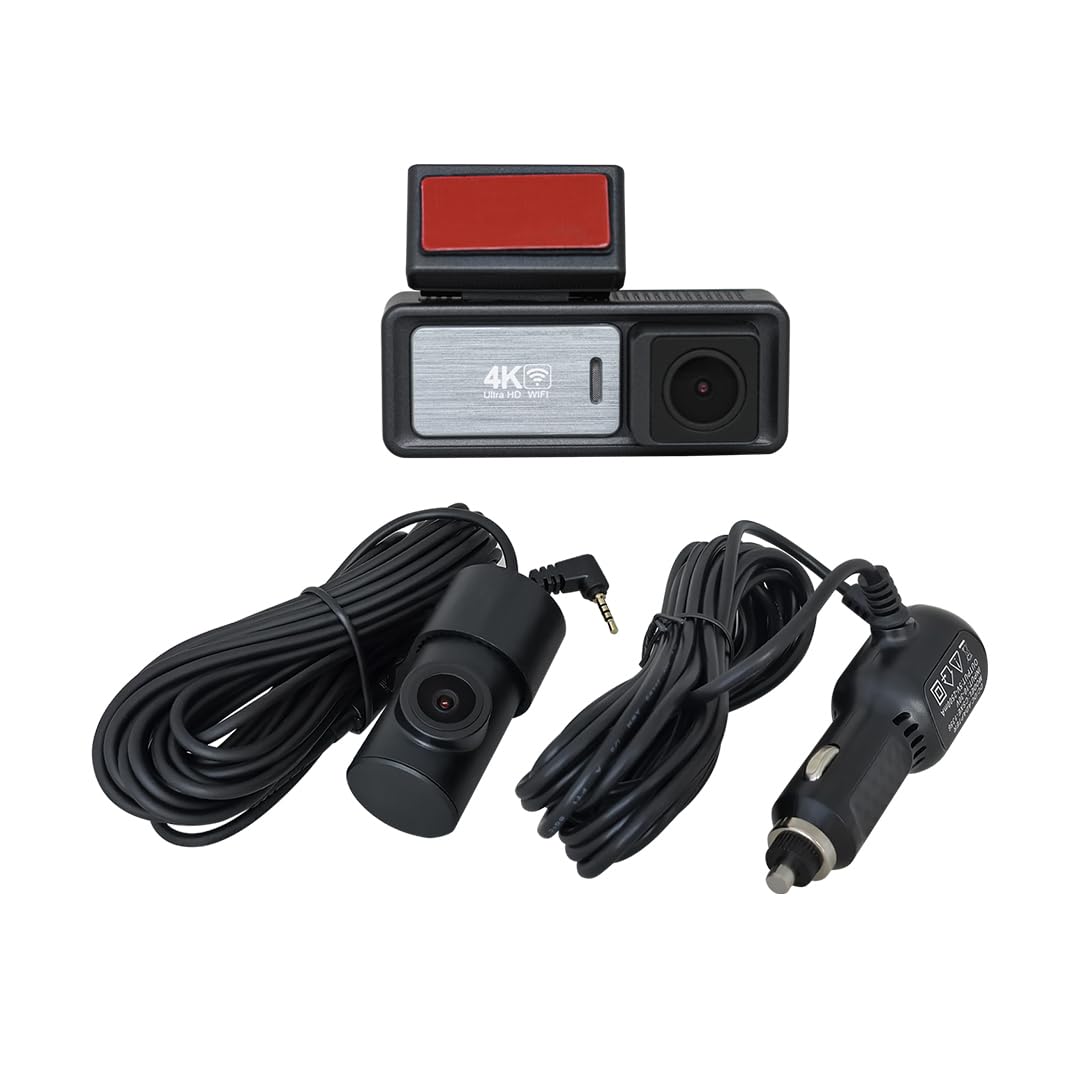 Pentro 4K Dual Dash Cam Front and Rear - UHD 2160P & 1080P Car Camera with WiFi, 64GB SD Card Included, Compact Wide Angle Dashboard Recorder for Cars, Vehicles