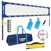 Portable Volleyball Net with Height-Adjustable Aluminum Poles, Professional Regulation Set for Outdoor, Backyard, Tournament Play