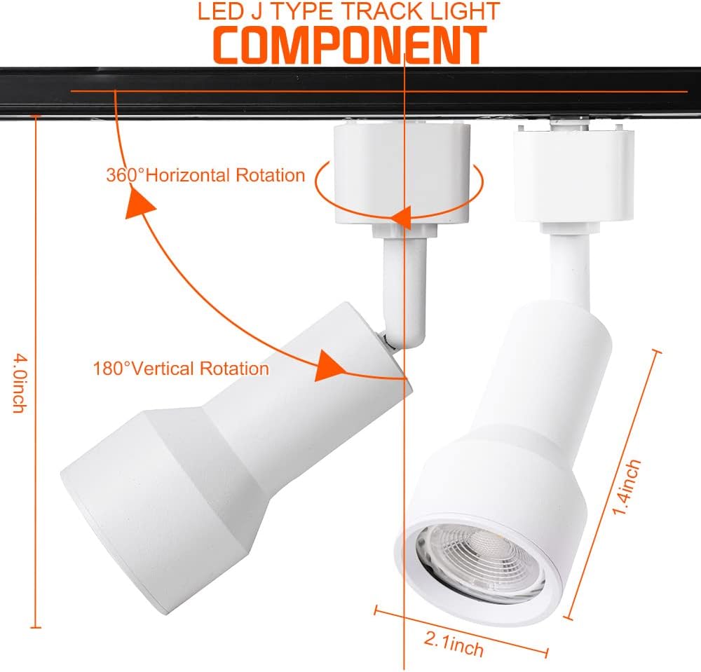 EAGLOD 10W J Type LED Track Lighting Heads, Dimmable Led Track Light Head for Ceiling Spotlight, Compatible with Juno Track Lighting Rail for Accent