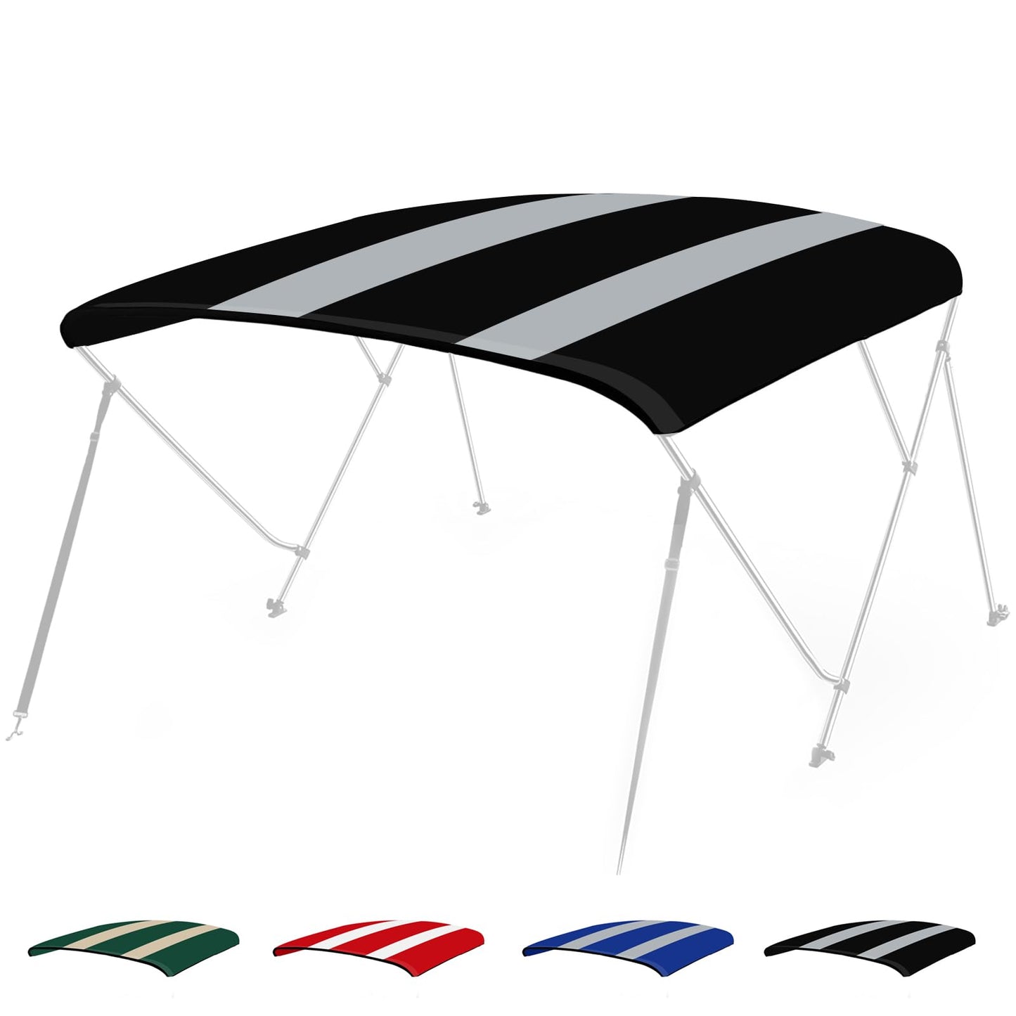 Seamander 4 Bow Bimini Top Replacement Cover, Waterproof Canvas Sun Shade Boat Canopy, Easy Install Zipper Sleeves & Light Hole Without Frame, Black/Gray 8'L 91"-96" W Black/Gray 4 Bow 8'L 91"-96" Width