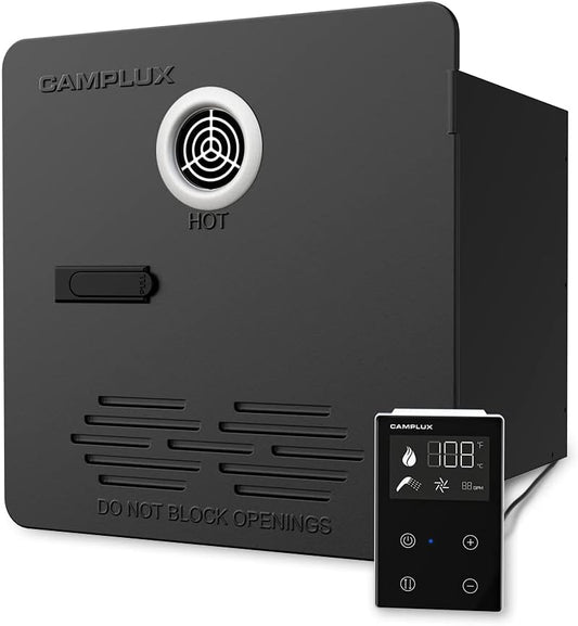 RV Tankless Water Heater, Camplux RV Hot Water Heaters with Door, Max 3.9 GPM, Remote Control Included (Black)