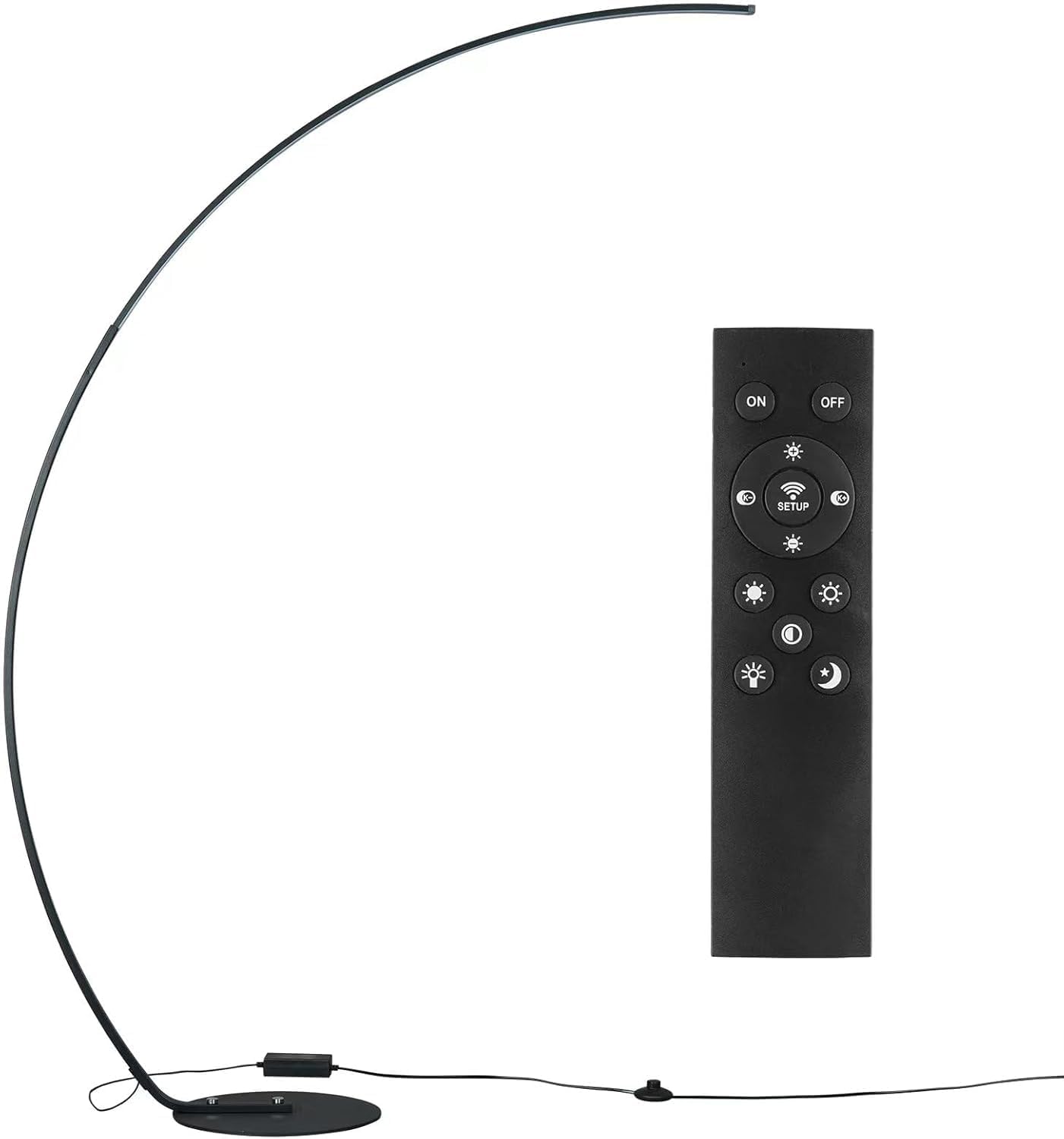 Arc Floor Lamp with Remote Control - Modern Standing Bright LED Floor Lamp for Living Room Bedroom Office - Adjustable Color Temperatures and Steple