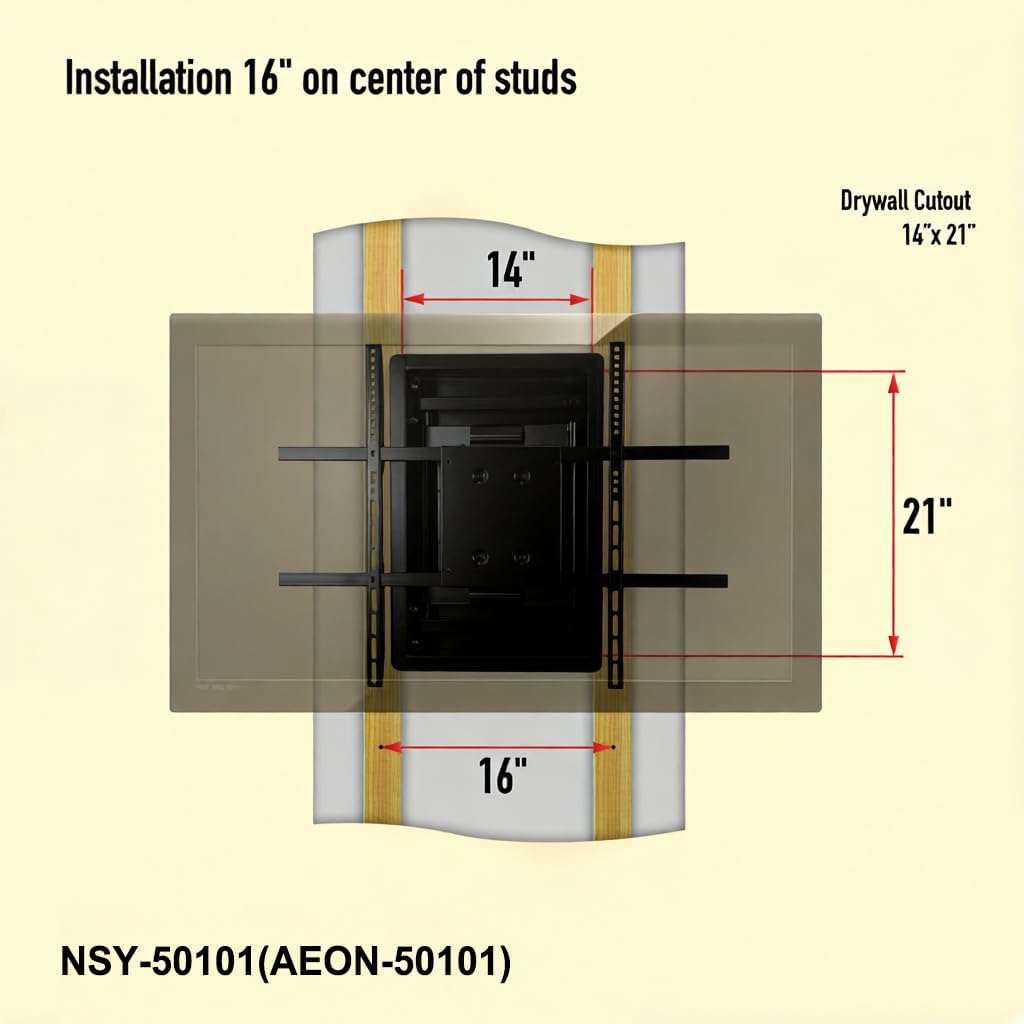 Recessed in Wall TV Mount, 28-Inch Extension and Cable Management