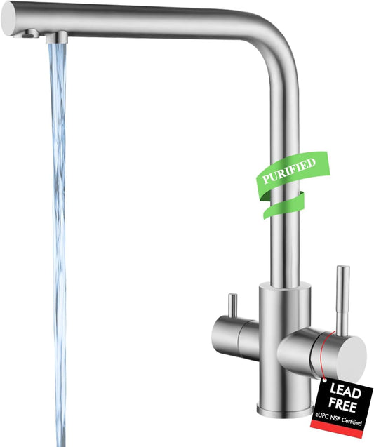 Drinking Water Faucet for Kitchen Sink, PAINI Kitchen Faucet and Water Filter Faucet Combo Brushed Nickel (Without Filtration Device)