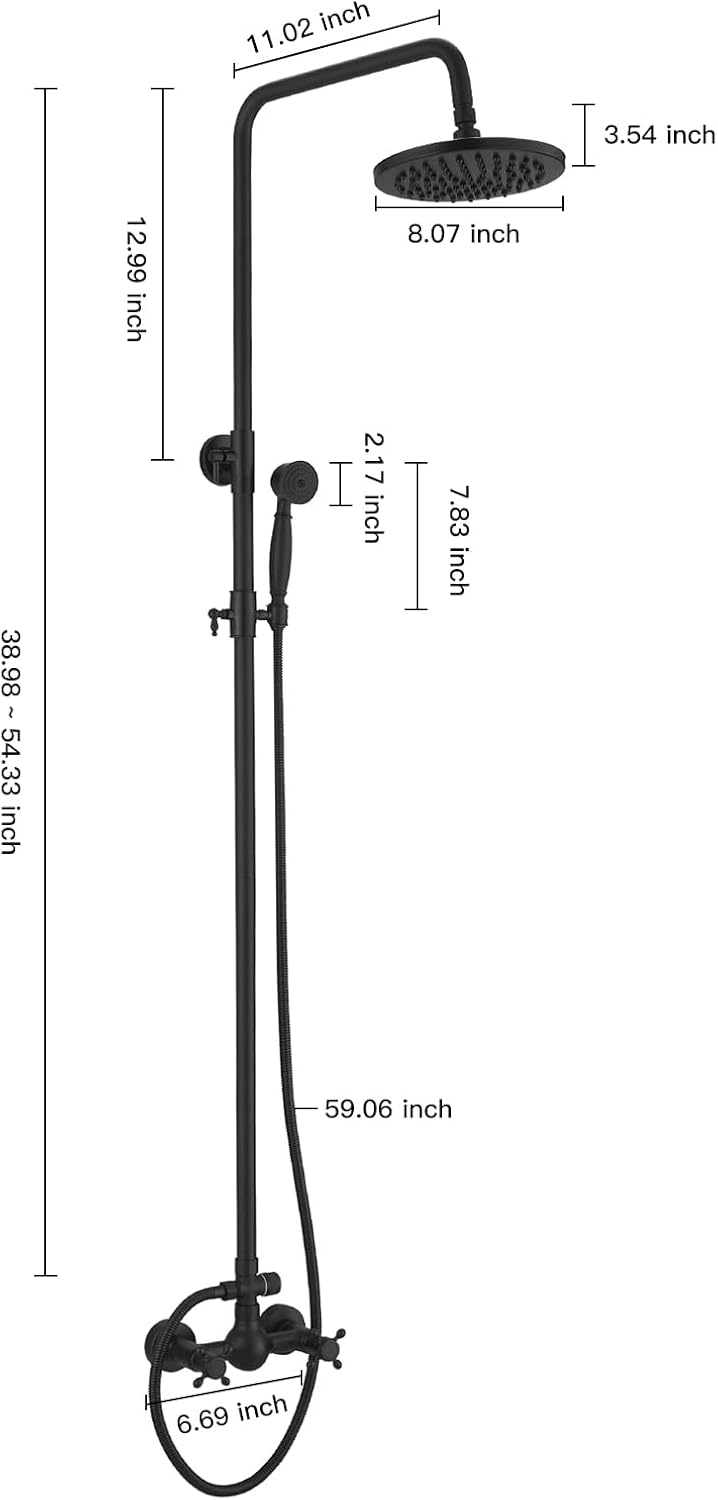 Bathfinesse Outdoor Shower Faucet, Bathroom Shower Fixture System Combo Set, High Pressure Rain Shower Head with Hand