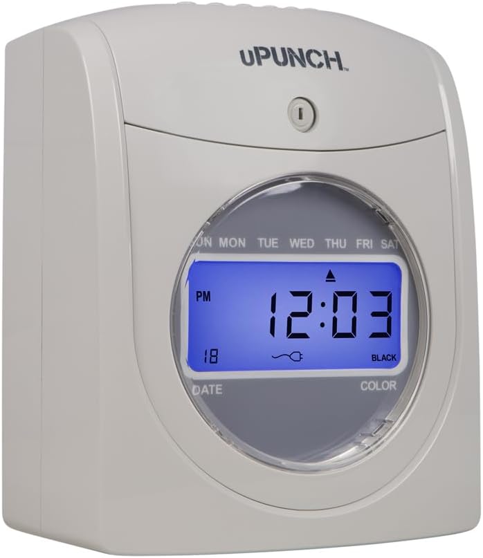 uPunch UB2300 Calculating Time Clock Bundle for Small Business: Auto Align Employee Time Tracking System with 100 Time Cards, Ribbon, and Keys