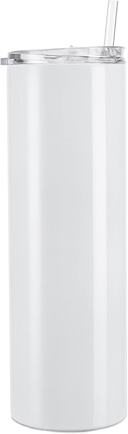 makerflo 25 Pack 30 Oz Skinny Sublimation Blank Tumbler with Splash Proof Lid & Straw, DIY Gifts