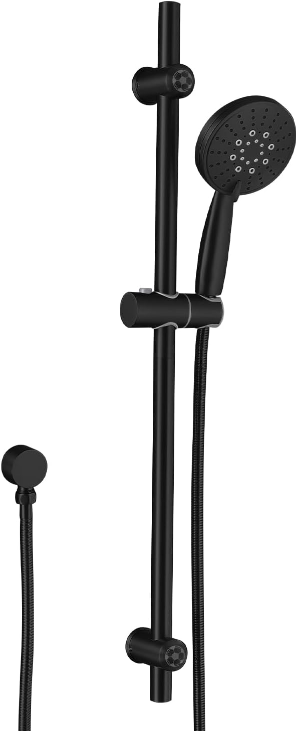 Eco-Performance Matte Black Handheld Shower with Adjustable 32-Inch Slide Bar and 59-Inch Hose, 5-Function Hand