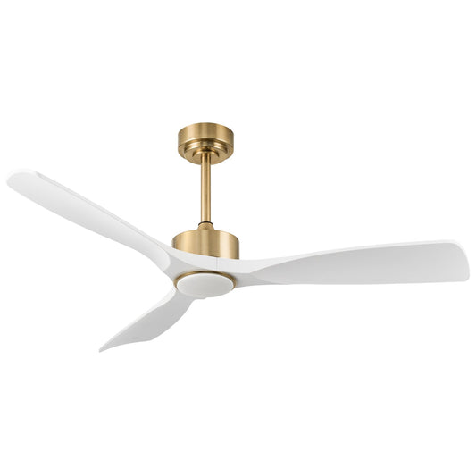 52 Inch Modern White and Gold Ceiling Fans with Lights and Remote | Quiet and Reversible DC Motor, Up to 6567 CFM, Dimmable 3-Color Ceiling Fan Light, Memory Function, for Bedroom Living Room