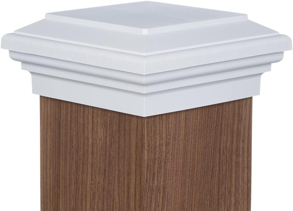 6x6 Post Caps (5.5')  (Case of 14) White Flat Top Newell Style Square Top for Outdoor Fences, Mailboxes & Decks